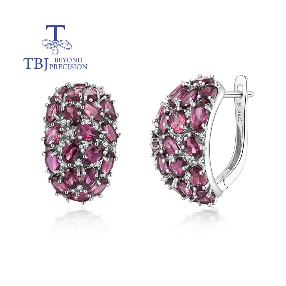 Natural Rhodolite Garnet 925 Sterling Silver Earrings for Women Luxury Fine Jewelry Anniversary Gift