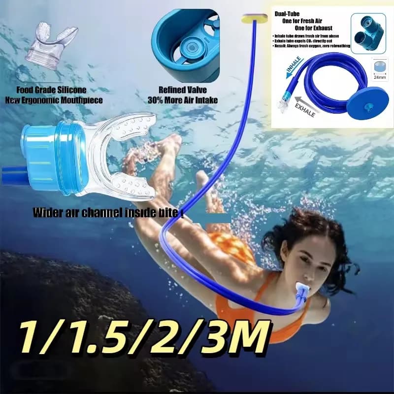 1 Pezzo Respiratore Completamente Asciutto 1/1,5/2/3M per Adulti, Attrezzatura per Immersioni, Attrezzatura per Snorkeling e Allenamento per Uomini e Donne