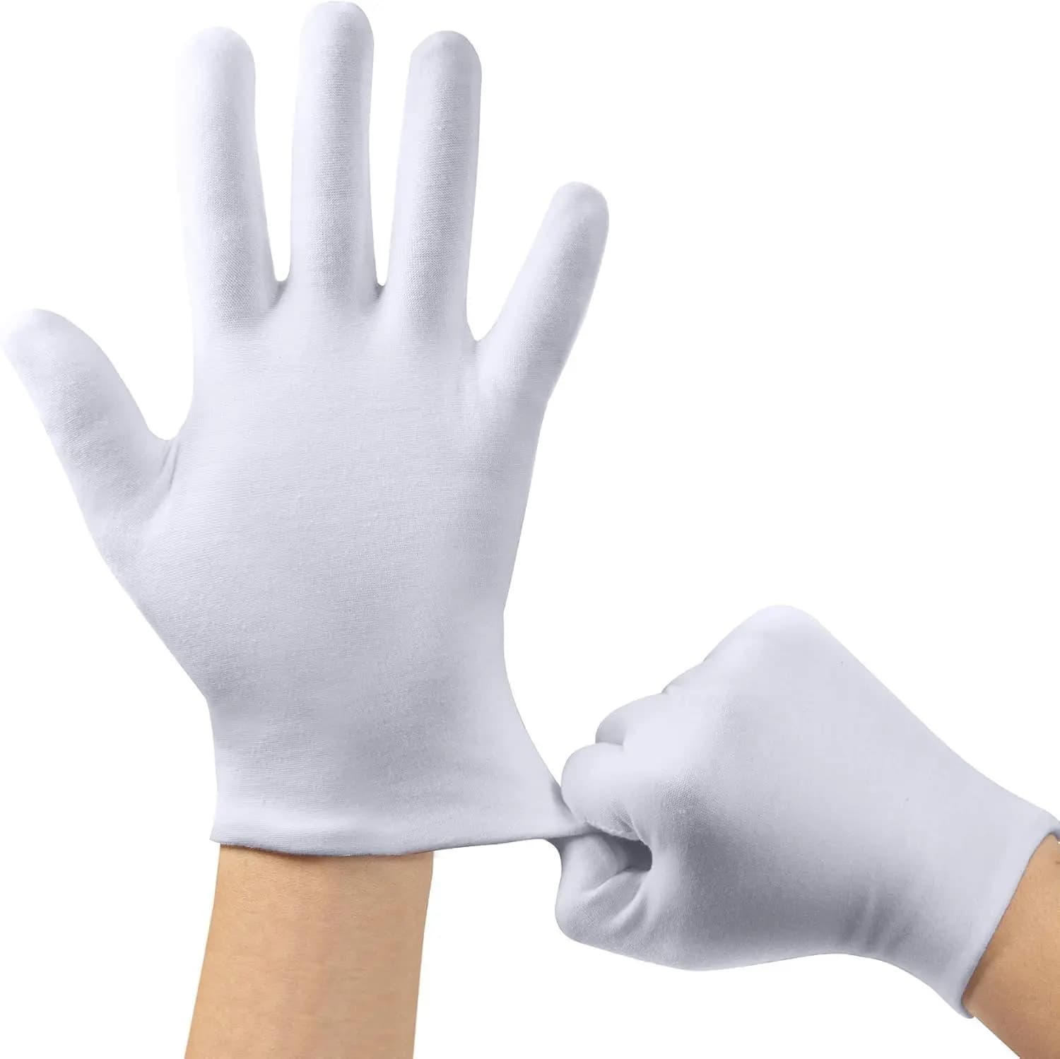 10 Paia di Guanti Bianchi in Cotone per Mani Secche e per Dormire, Materiale Elastico Lavabile per Uomini e Donne, Idratanti per Eczema