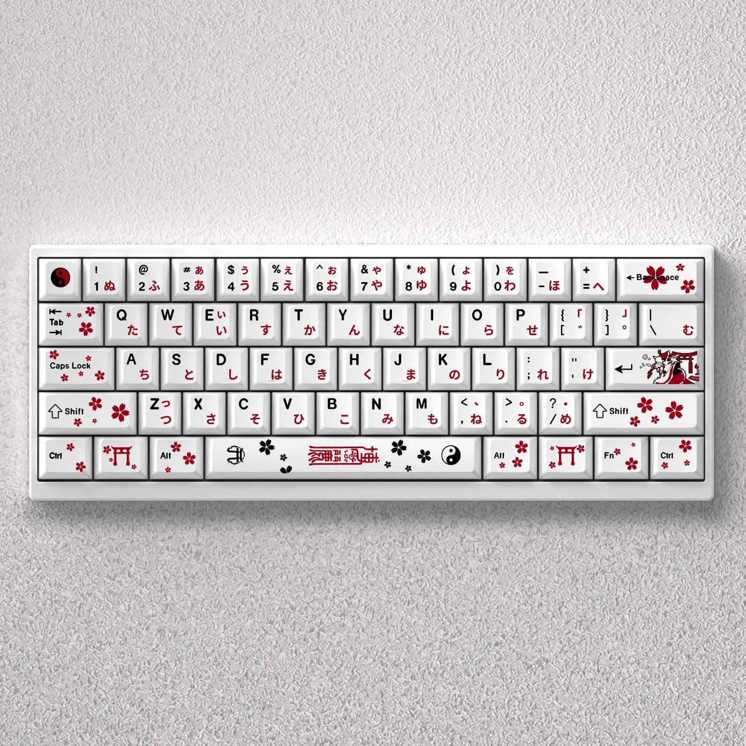 Keycaps Hakurei Reimu in PBT con Sublimazione a Colori, Cherry Touhou Project Anime, 73/97 Tasti Bianchi per Tastiera Meccanica AULA F75 Ajazz