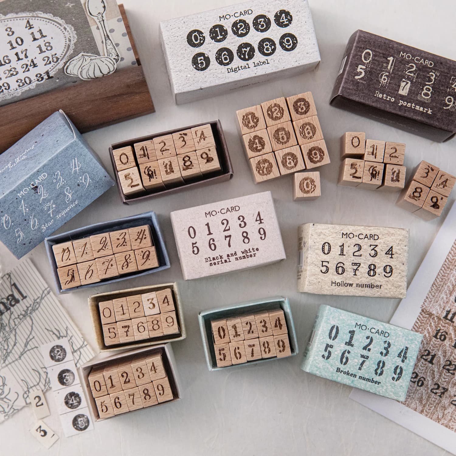 Journal GO 10pcs/set Creative Retro Number Stamp Set for Scrapbooking Vintage Journaling Supplies Cute Wooden Stamps