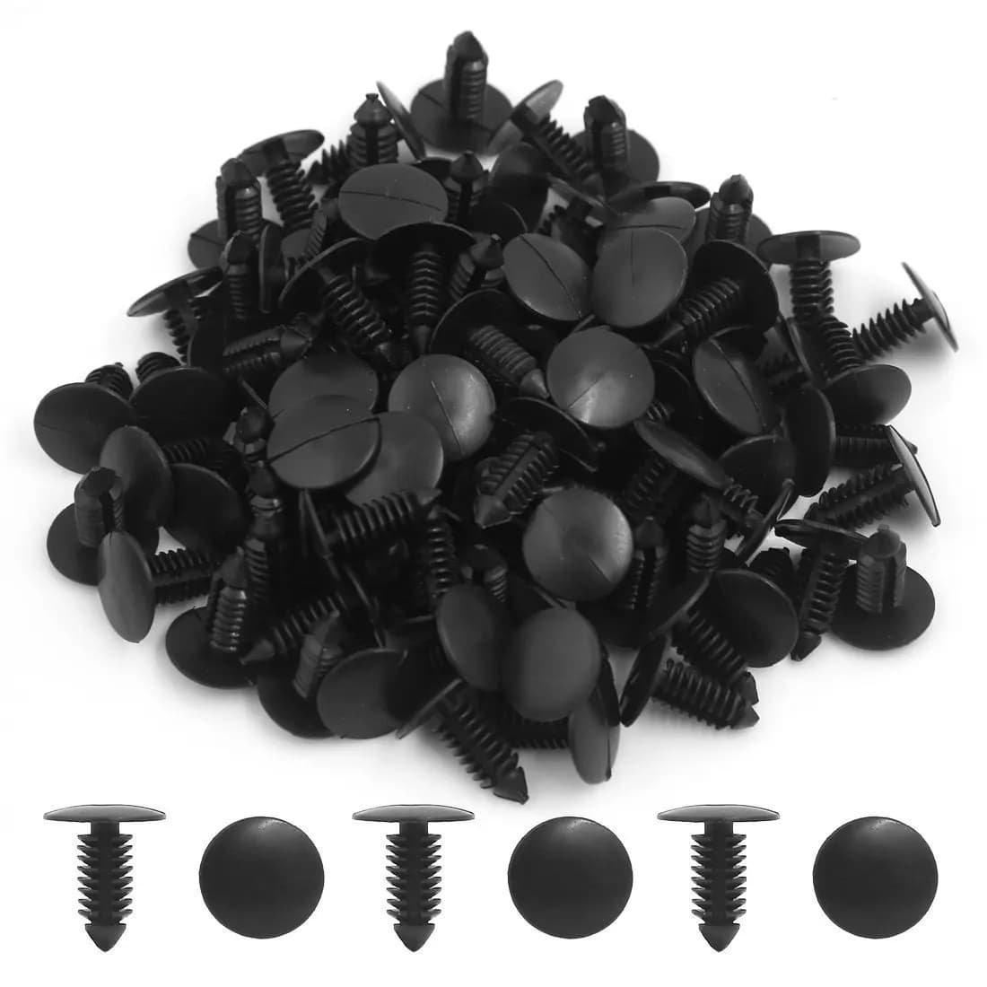 200 pezzi di fissaggio a clip per rivetti per stivali in plastica per auto, clip per protezione parafango paraurti con foro da 6,4 mm