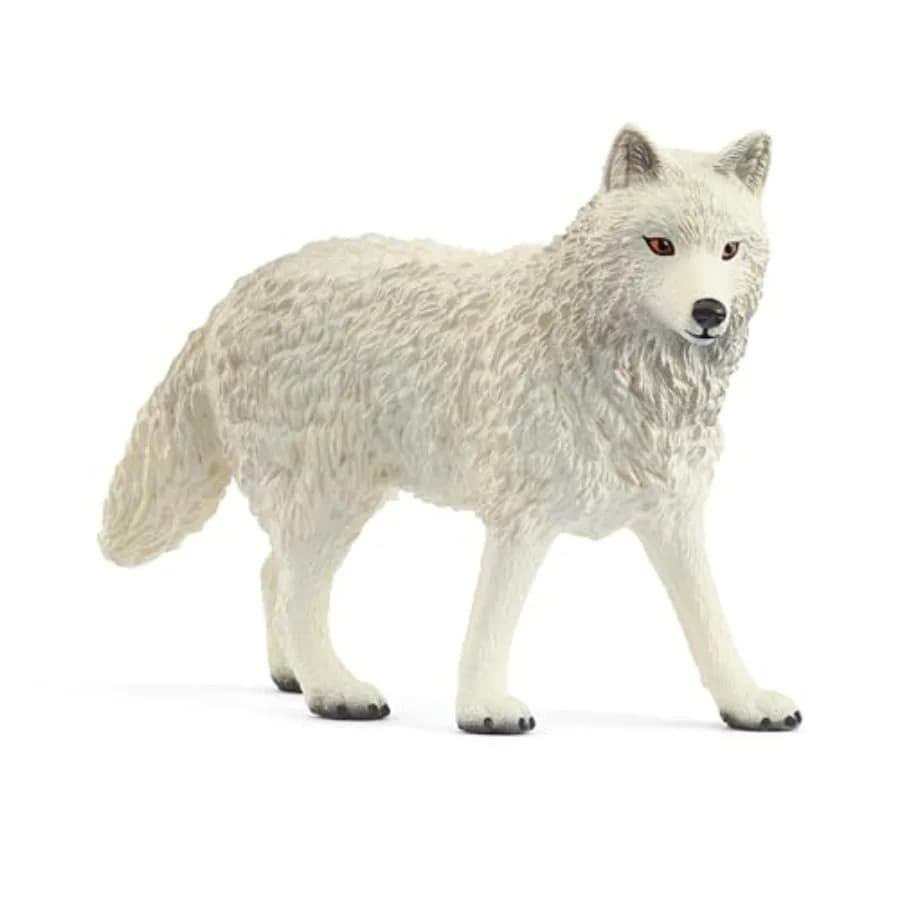 Wild Life - Statuetta giocattolo di lupo artico da 3 pollici. Giocattoli di animali realistici dipinti a mano per bambini e bambine. Lupo educativo resistente F