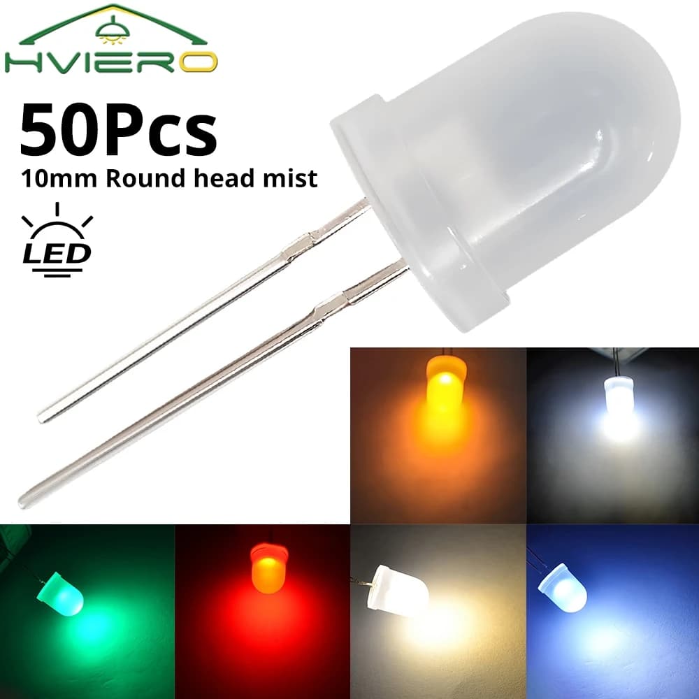 50 PZ 10mm Rotondo Ultra Luminoso Diodi Led Diffusi Segnaletica Decorazione Pubblicità Lampada Luci FAI DA TE Illuminazione di Edifici Interni