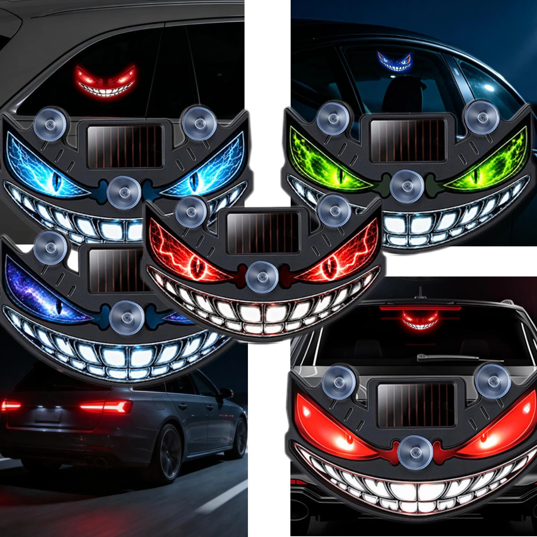 Solar Charge Strong Adhesive Removable Decorative Decals 2026 Glowing Devil Eye Car Sticker For Motorcycles Cars Trucks Helmets