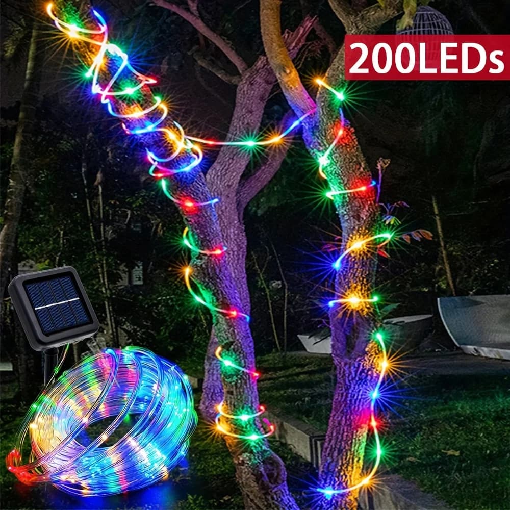 1 pz. Luci Solari a Corda per Esterni, Tubi LED in Rame a Filo per Decorazioni di Feste, Giardini, Porticati, Cortili, Case, Alberi Nuziali