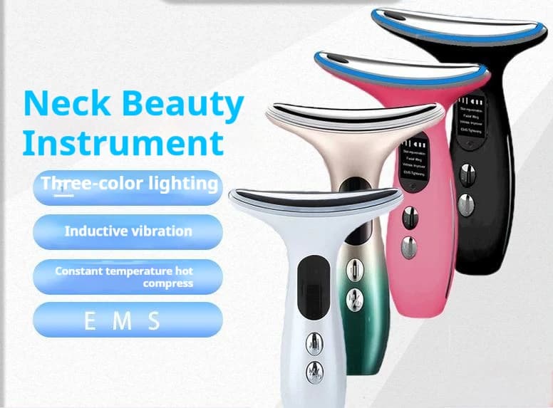 EMS microcurrent facial massager and LED light therapy device - Anti-wrinkle skin care, chin lifting, neck firming beauty equipment