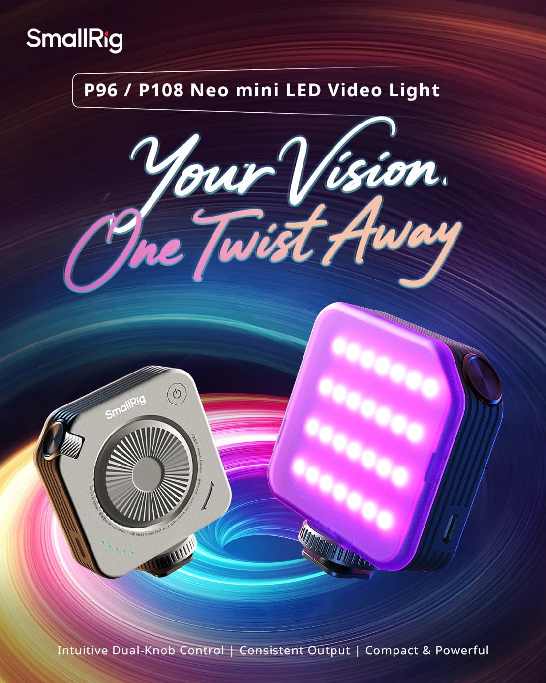 SmallRig P96/P108 Neo mini LED Video Light 2700K-6500K per Sony, luce ad anello per YouTube, vlogging e fotografia, con batteria da 1500mAh
