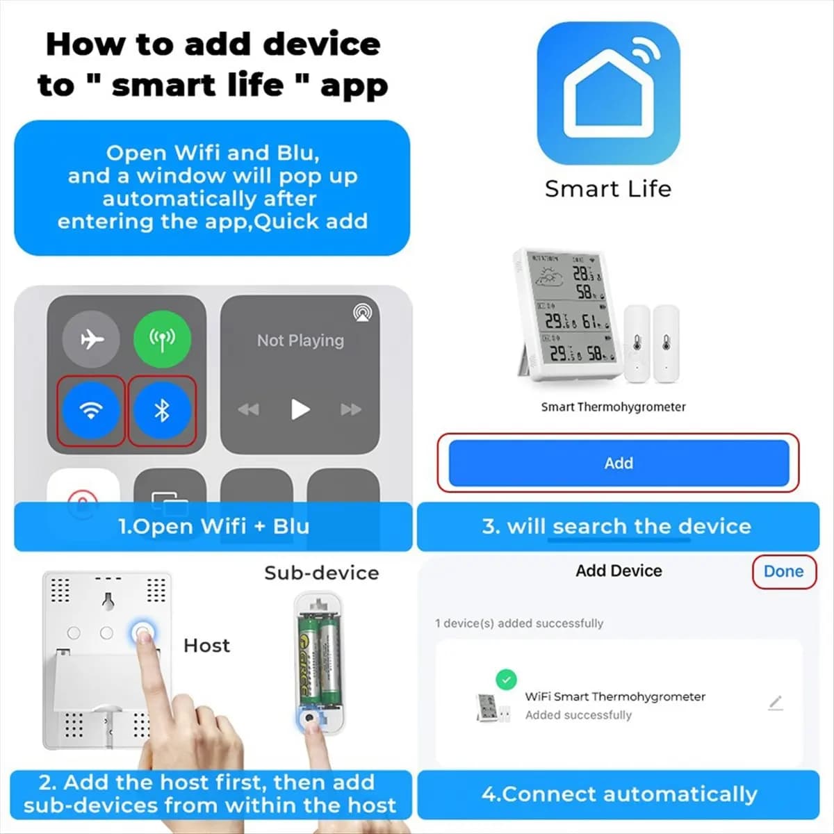 Schermo di previsioni digitali della stazione meteorologica Tuya WIFI con 8 sensori WiFi + RF433 Termometro Igrometro Supporto controllo vocale