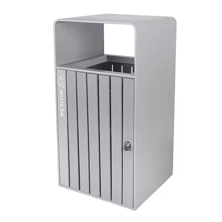Contenitore per rifiuti moderno con ruote da 120 litri in acciaio inossidabile con posacenere superiore e funzione di smistamento per il riciclaggio all'aperto
