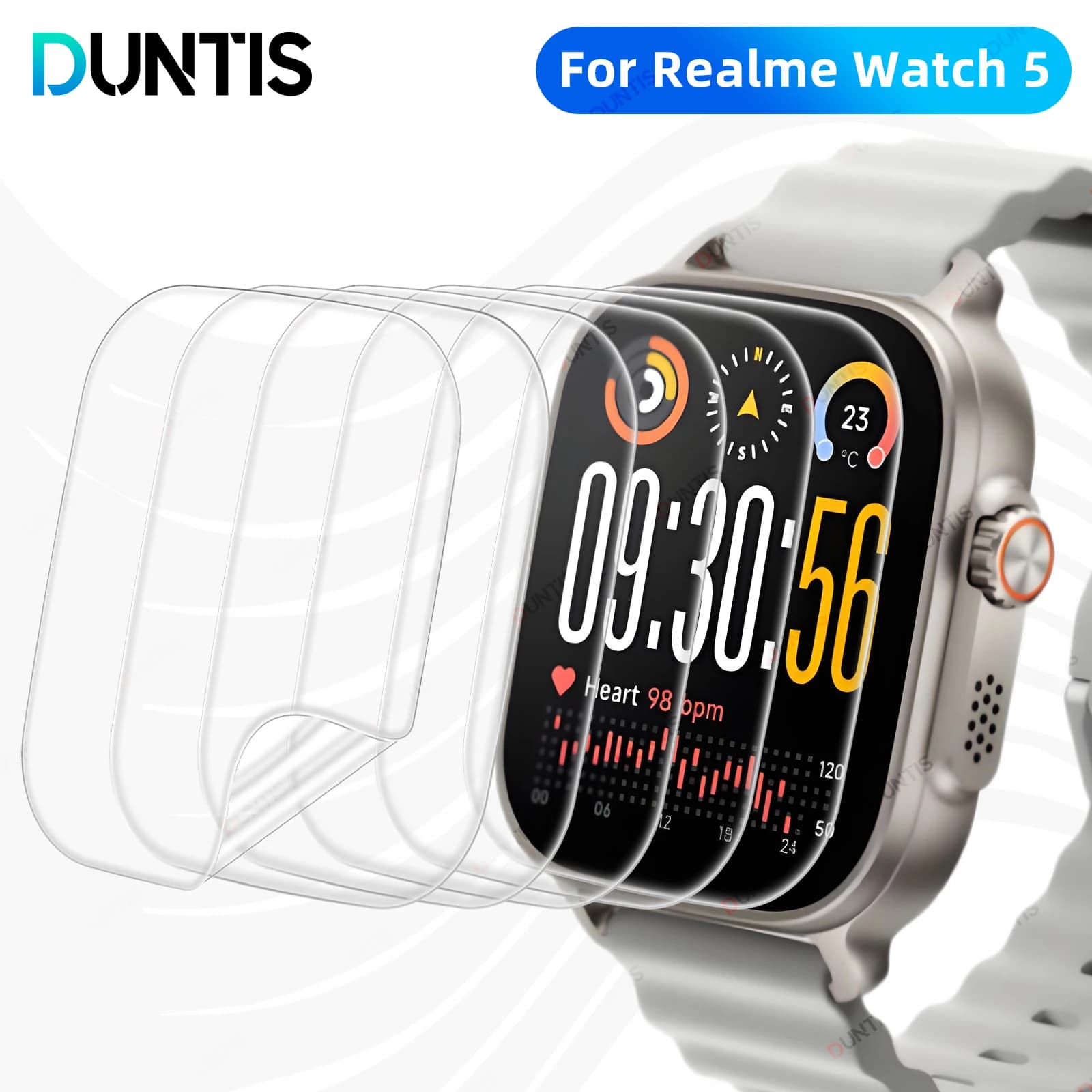 Pellicola salvaschermo per Realme Watch 5 Pellicola idrogel antigraffio, Accessori per pellicole protettive morbide a copertura totale trasparente HD