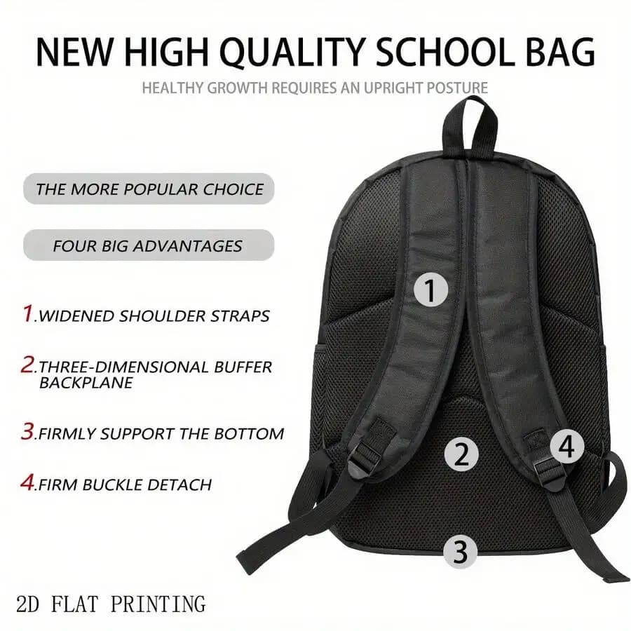 High Quality School Backpack With Widened Shoulder Straps And 3D Buffer Backplane