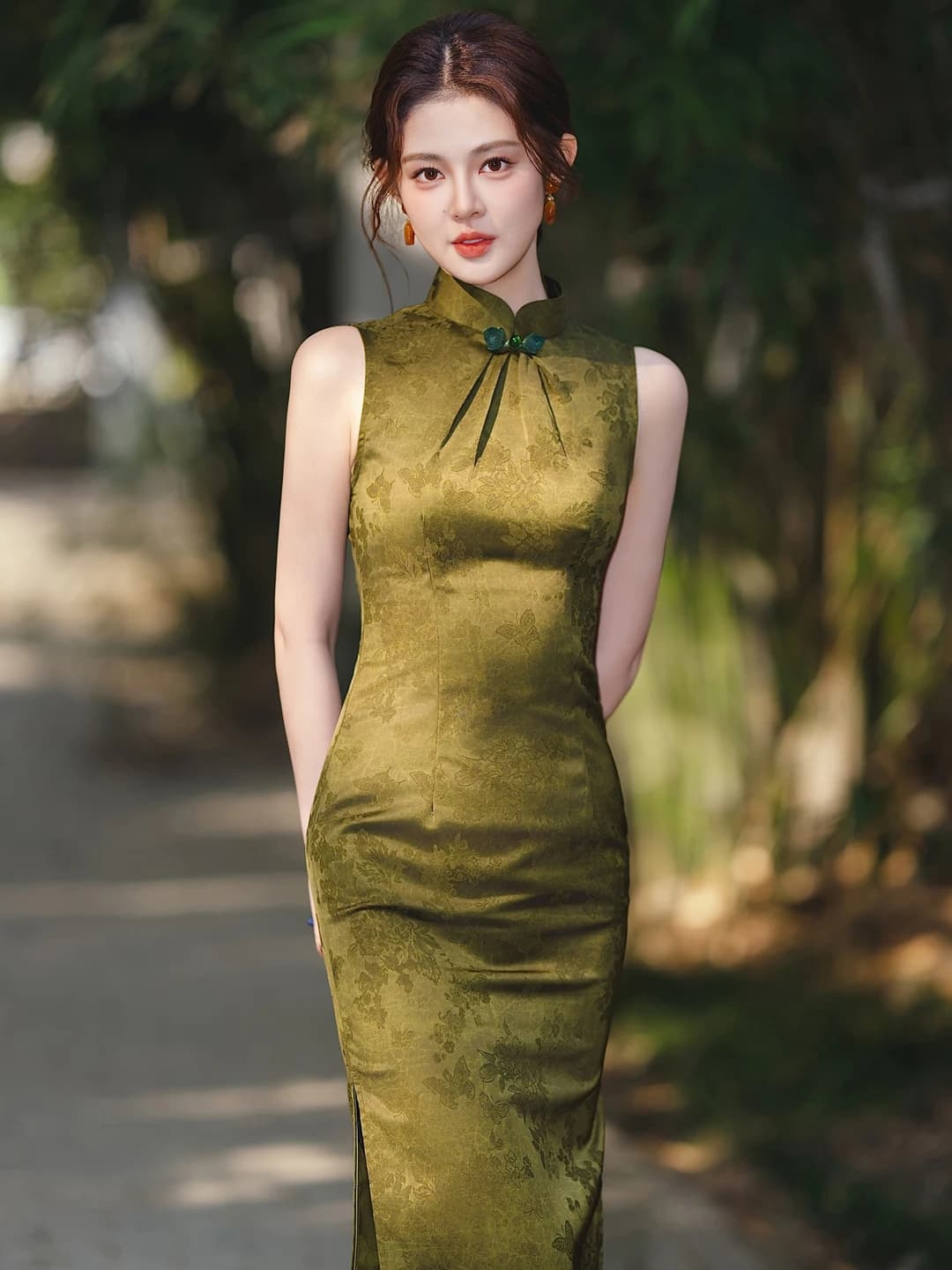 Retro Chinese Style Green Sleeveless Young Girl Daily Dress Breathable Long Skirt Vintage Aesthetic Slimming