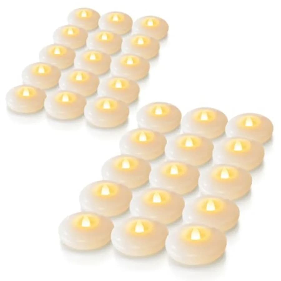 Confezione da 48 Candele LED Galleggianti Senza Fiamma da 3 Pollici, 200 Ore di Autonomia, Impermeabili, per Vasi Cilindrici e Centrotavola