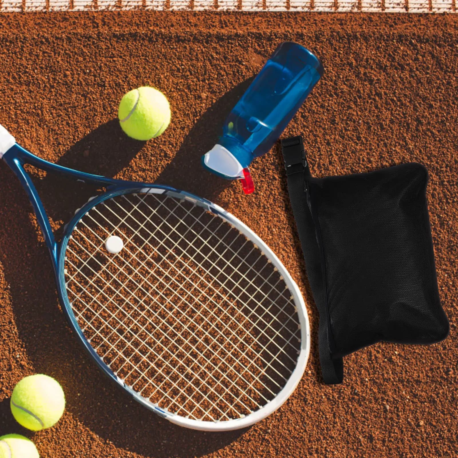 Tennis Ball Holder Waist Bag Portable Mesh Bag for Storing Balls Golf Table Tennis Baseball Badminton Durable Zipper Closure
