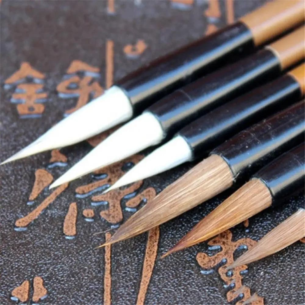 6pcs/Set Calligraphy Wrinting Brush Bamboo Practice Writing Brush Writing Brush Traditional Chinese Calligraphy Wolf's Hair