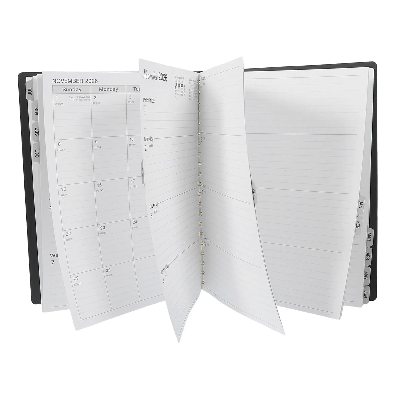 Agenda Giornaliera A4 2026 con Rilegatura a Spirale, Layout Spazioso, Pianificatore Mensile e Settimanale, Organizer per l'Anno Accademico, Gestione del Tempo