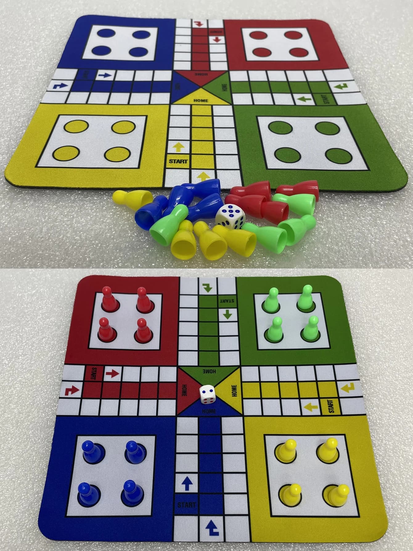 1 Set Ludo Travel Game Set New 9.5" Folding Rubber Board with 16 Chess Pieces 1 Dice for Classic Portable Strategy Play Family L