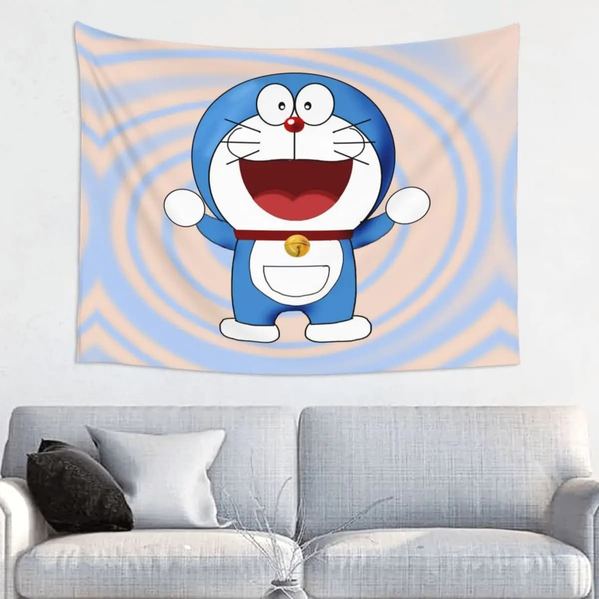 Graziosa Tappeto da Parete in Poliestere con Doraemon, Decorazione Murale Anime Cartoon, Tappetino Yoga, Coperta per Stregoneria