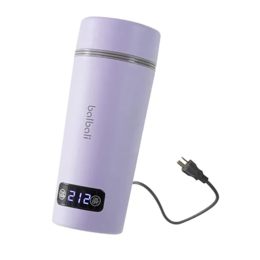 Bollitore Elettrico da Viaggio Portatile 12oz, Doppio Voltaggio 100-250V con 4 Temperature Preimpostate per Bollire l'Acqua - Viola