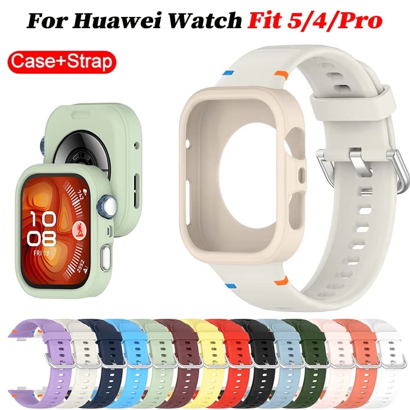 Soft Case+Silicone Strap For Huawei Watch Fit 5Pro 5 Replacement Sports Band Watchband Bracelet For Huawei Fit 4 Fit 4Pro Strap