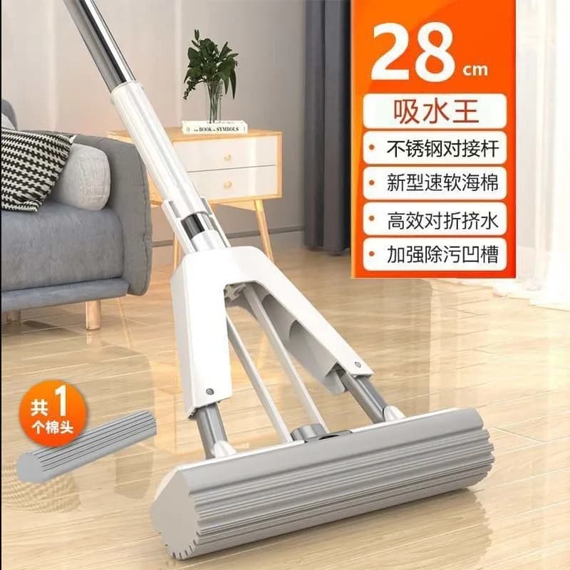 Hot Sale RM-Portable Mini Mop Self-Squeeze Sponge Roller Mop Super Absorbent Roller Mop Wet And Dry Cleaning Tool Folding