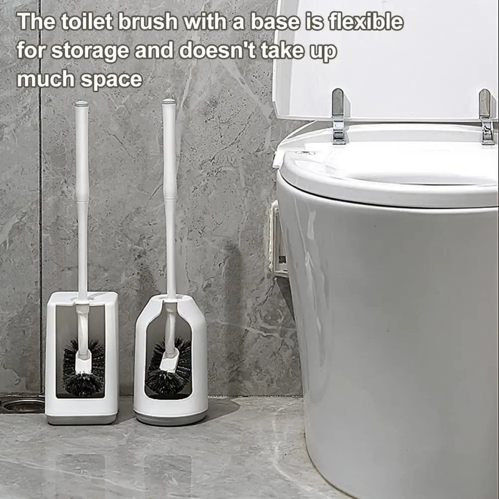 Set di scopini per WC dal design flessibile in plastica PP con supporto ventilato Spazzola a manico lungo per bagno Montaggio rapido per una pulizia profonda