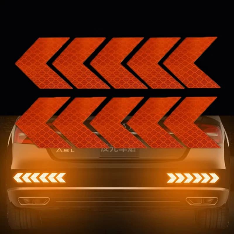 10 pezzi freccia nastro riflettente avviso di sicurezza nastro adesivo riflettente adesivo per camion moto bicicletta auto styling