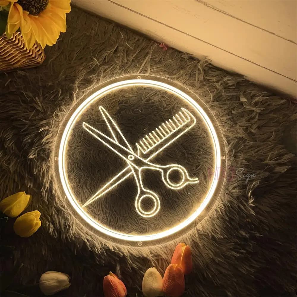 Parrucchiere Insegna al neon Luce incisione 3D Insegna al neon a LED Barbiere Insegna illuminata Aperta Benvenuto LED Neon Light Hair Room Decor Wall