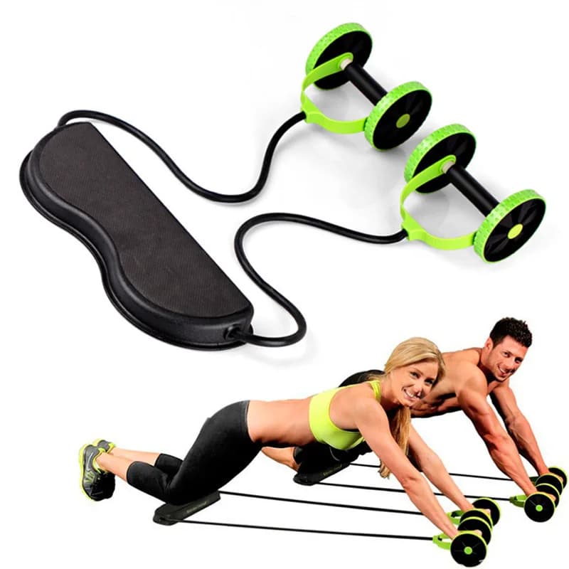 JFL009 2025 Sport with wholesale customized plastic abdominal rollers with knee pads AB green wheel plate for home and exterior