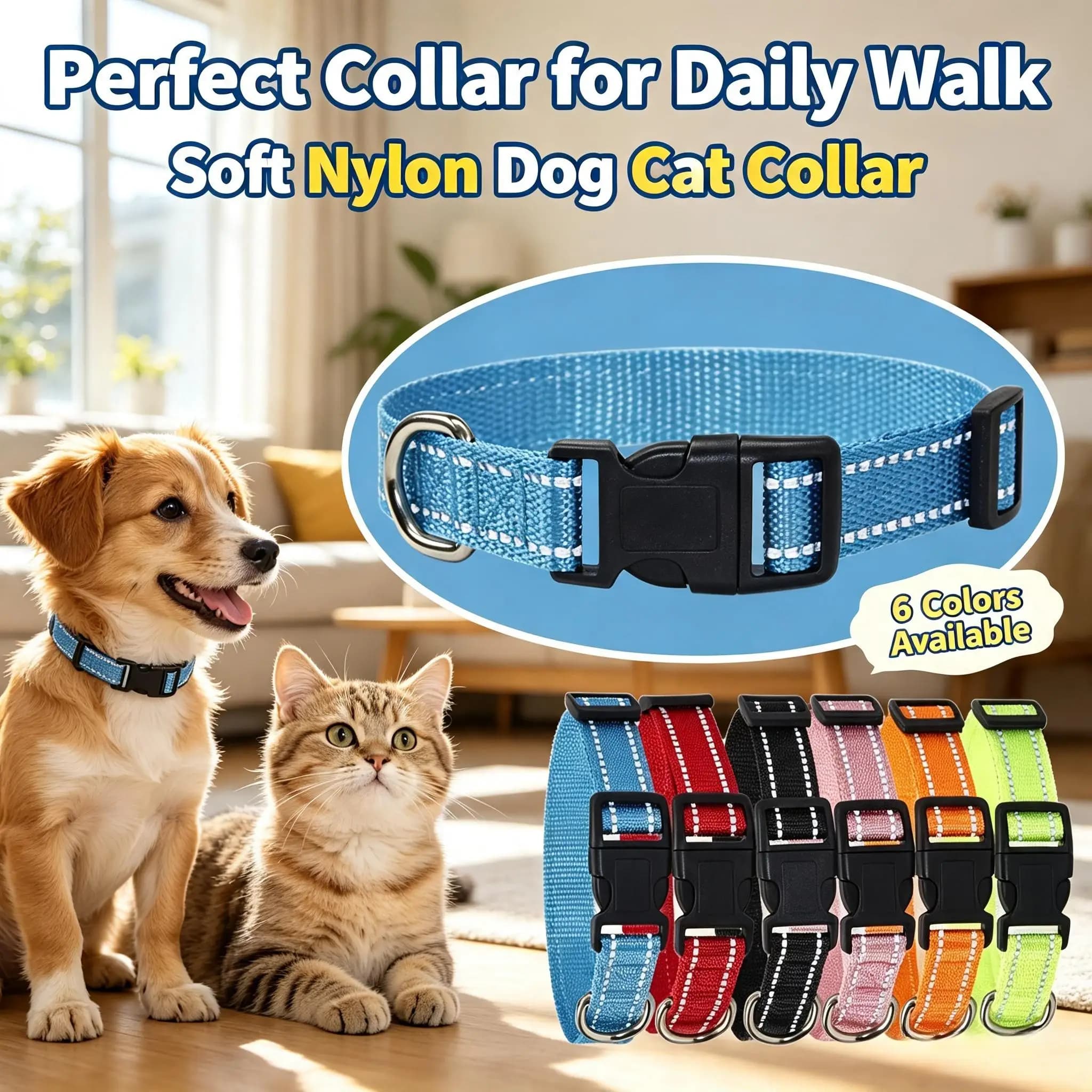 Nylon Collar and Leash Set for Pets – Suitable for Large Dogs, Accessories for Small and Medium Dogs