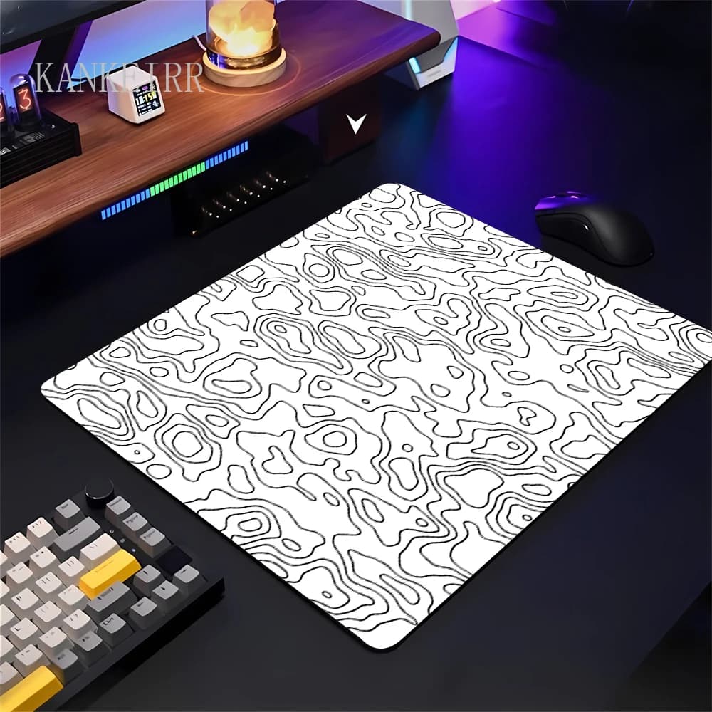 Tappetino per mouse quadrato Accessori da gioco in bianco e nero Tappetino per mouse Computer Deskpad Gamer MousePad Tappetini per tastiera con bordo di bloccaggio 20x25 cm