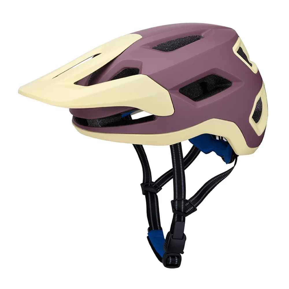 Mountain bike helmet, equipped with a large visor, designed for cycling off-road downhill, unisex, shaped in a single piece