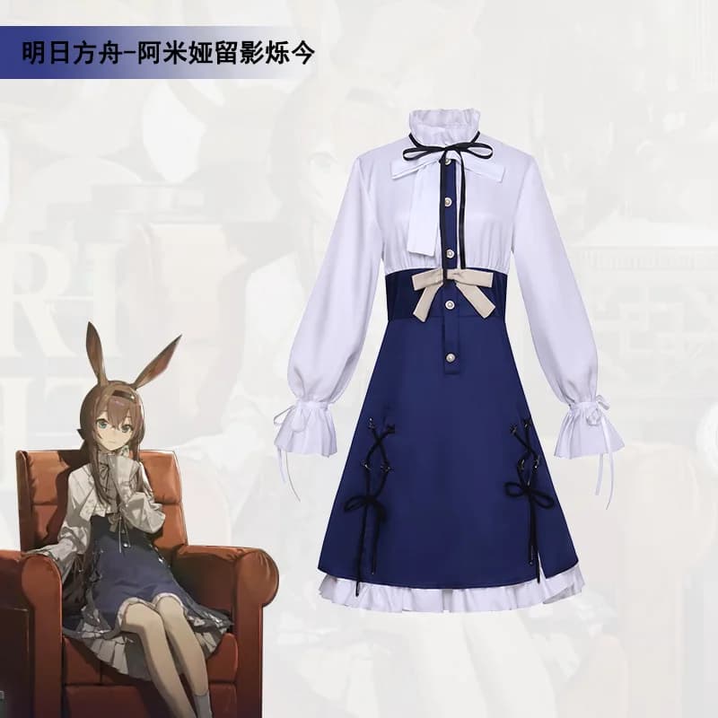 Amiya Cosplay Orecchie Costume Anime Arknights Amiya Puntelli Halloween Cos Costumi per le donne Uomini Party Cos Puntelli Abito casual