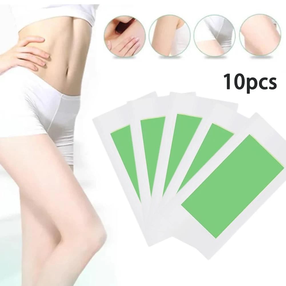 Strisce di cera per depilazione professionale da 10 pezzi Carta di cera fredda a doppia faccia per depilazione estiva per gamba corpo viso donna utile