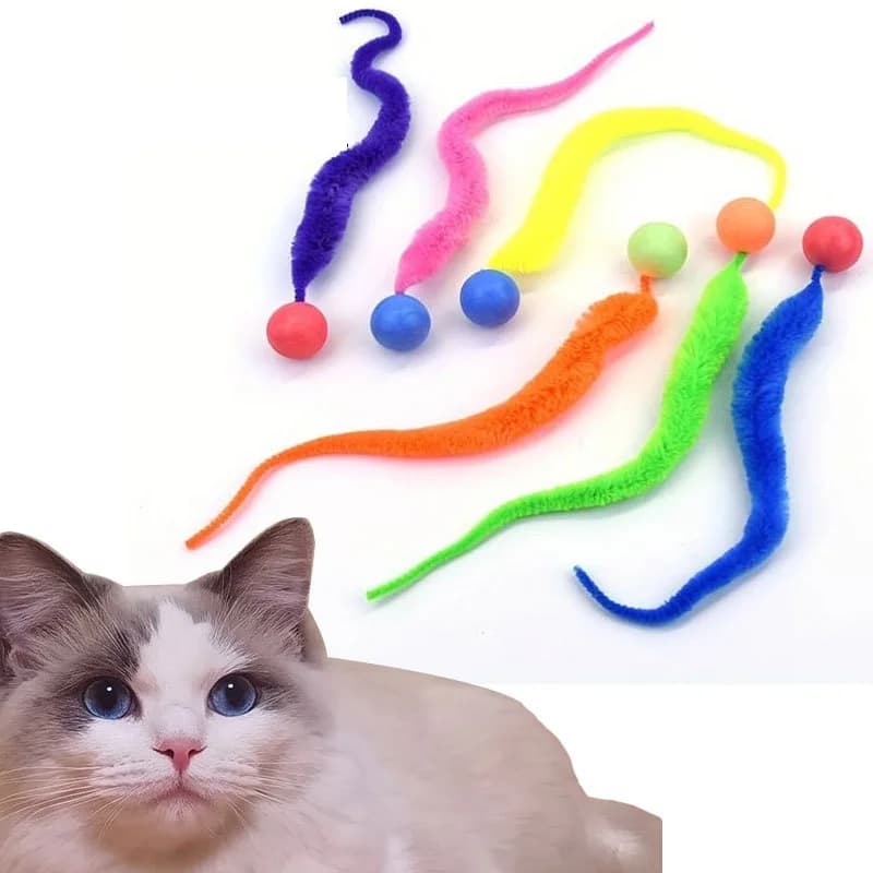 Giocattolo per gatti da 1 pezzo, palla elastica fluorescente, bruco, colore casuale