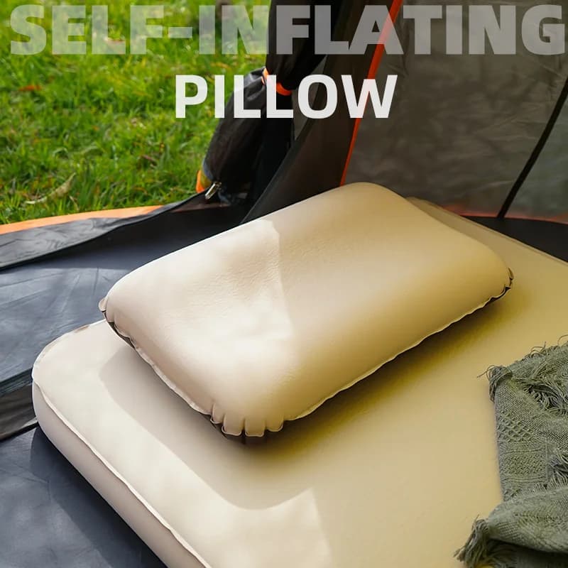 Self Inflating Camping Pillow Portable Travel Neck Support 3D Sponge Inflatable Pillow Outdoor Camping Pillows