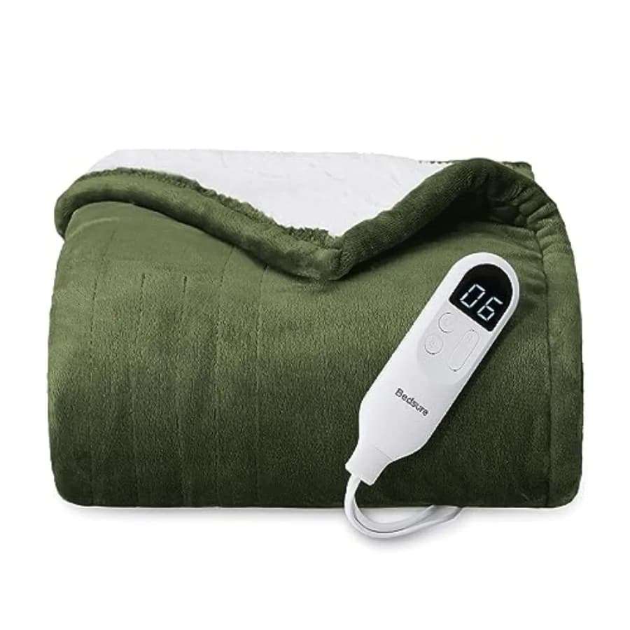 Coperta Riscaldante - Coperta Elettrica a Riscaldamento Rapido in Morbido Flanella con 6 Impostazioni di Tempo fino a 10 Ore, 6 Livelli di Riscaldamento, Regalo Ideale