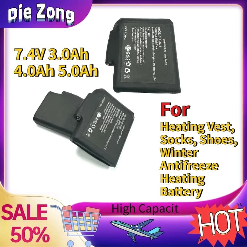 Disponibile: Batteria Riscaldante Antigelo Invernale 7.4V 3.0Ah 4.0Ah 5.0Ah per Gilet, Calze, Scarpe e Guanti Riscaldati