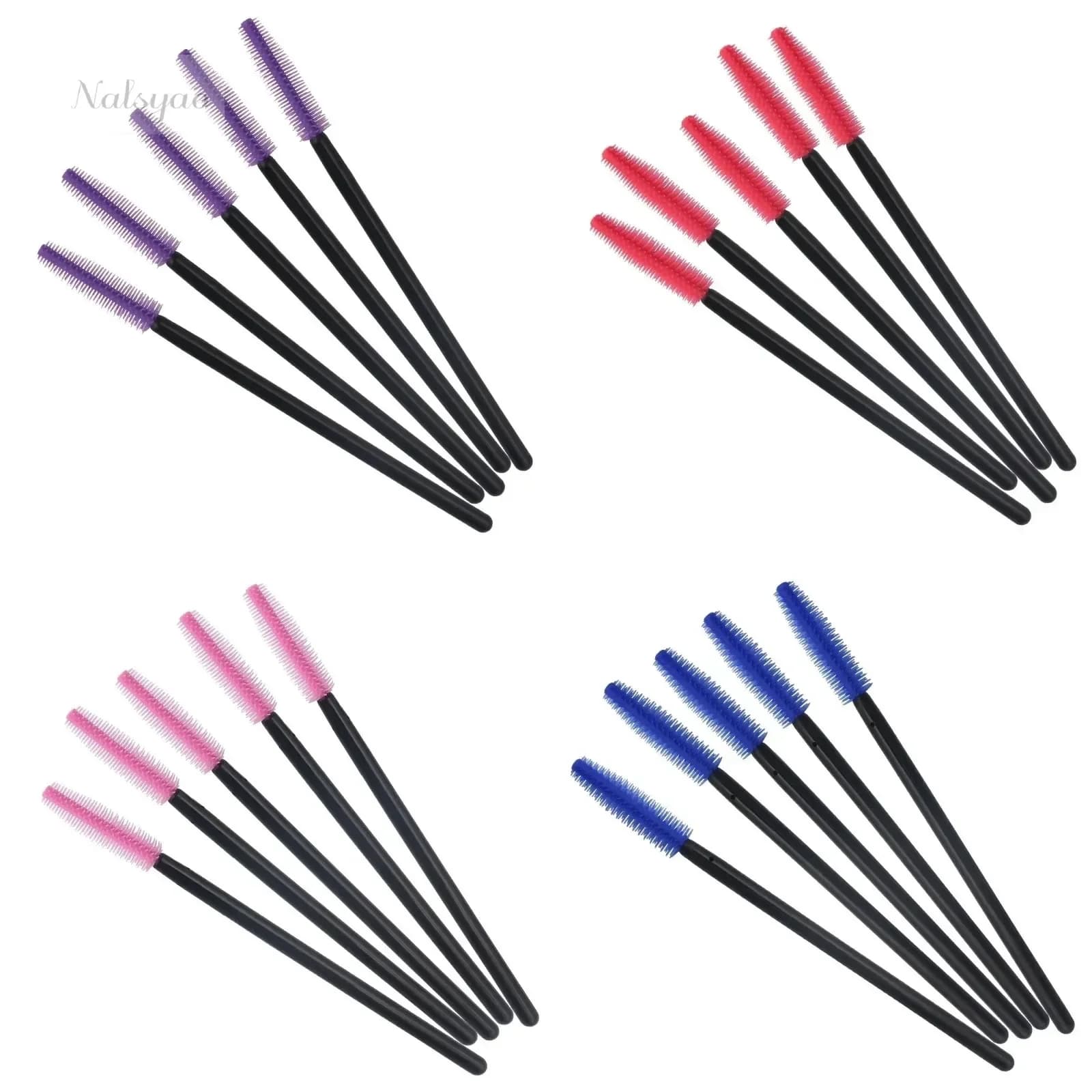 50Pcs Mascara Wands Disposable Eye Makeup Brushes Individual Applicator Kit Silicone Eyelash Comb Tool for Salon Home Use