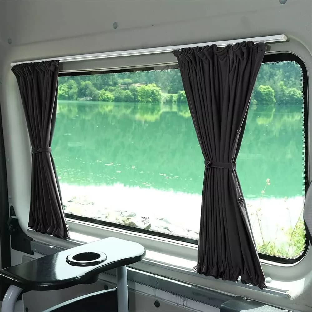 2pcs Rear Tailgate Curtain Set With 140cm Guide Rails For Volkswagen T5, T6 Transporter Caravelle Motorhome Sunshade Window