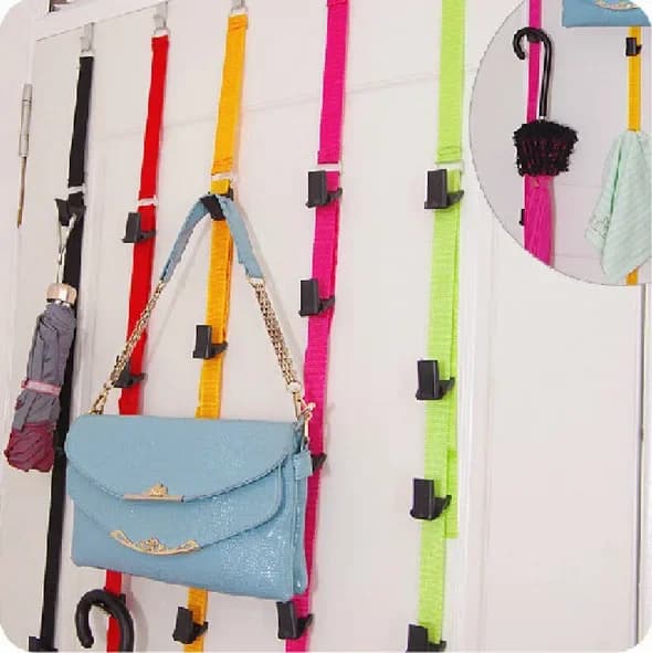 Rear hook for high strength adjustable door without nails for home use, clothes hangers and hats, multipurpose hook with rope for hanging