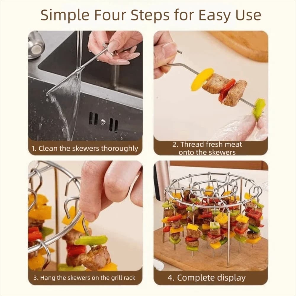 Support for Stainless Steel Spiedini for Air Fryer, Non-stick and Anti-rust, with Roasting Rod, Heat Resistant, Oven and Barbecue