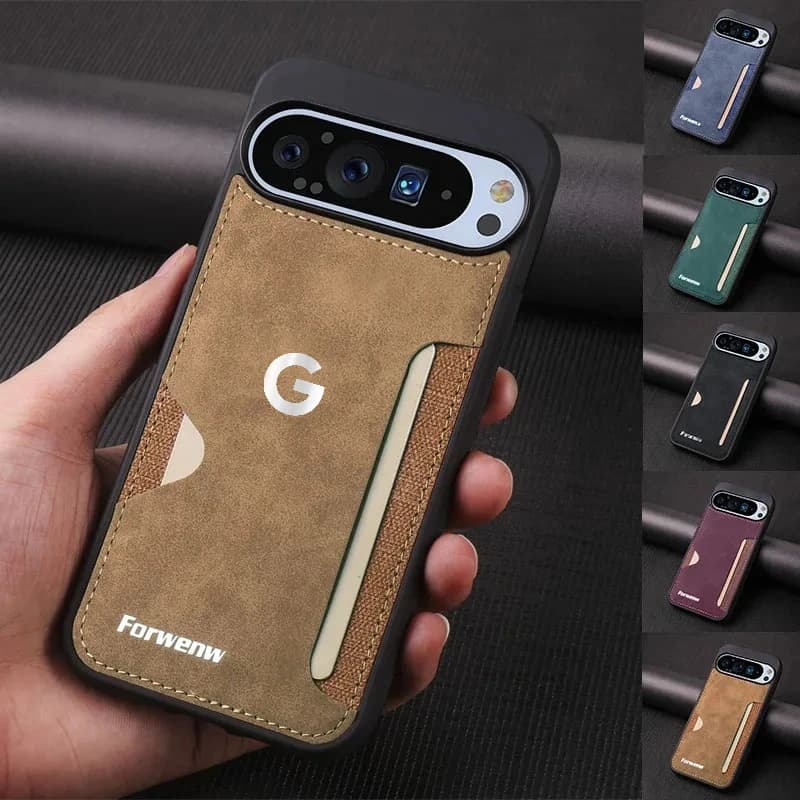 Custodia per telefono in pelle con slot per schede Business Sle per Google Pixel 10 9 Pro XL 9A Sensazione della pelle Tinta unita Lente in PU Antiurto Proteggi la copertura