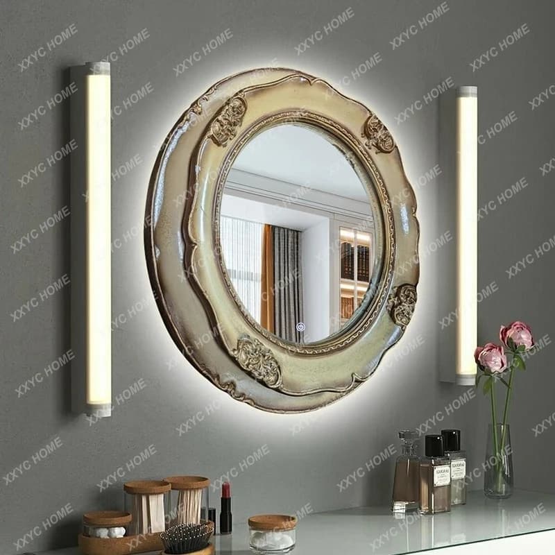 Specchio da bagno decorativo con specchio ovale per WC da ingresso per WC di fascia alta