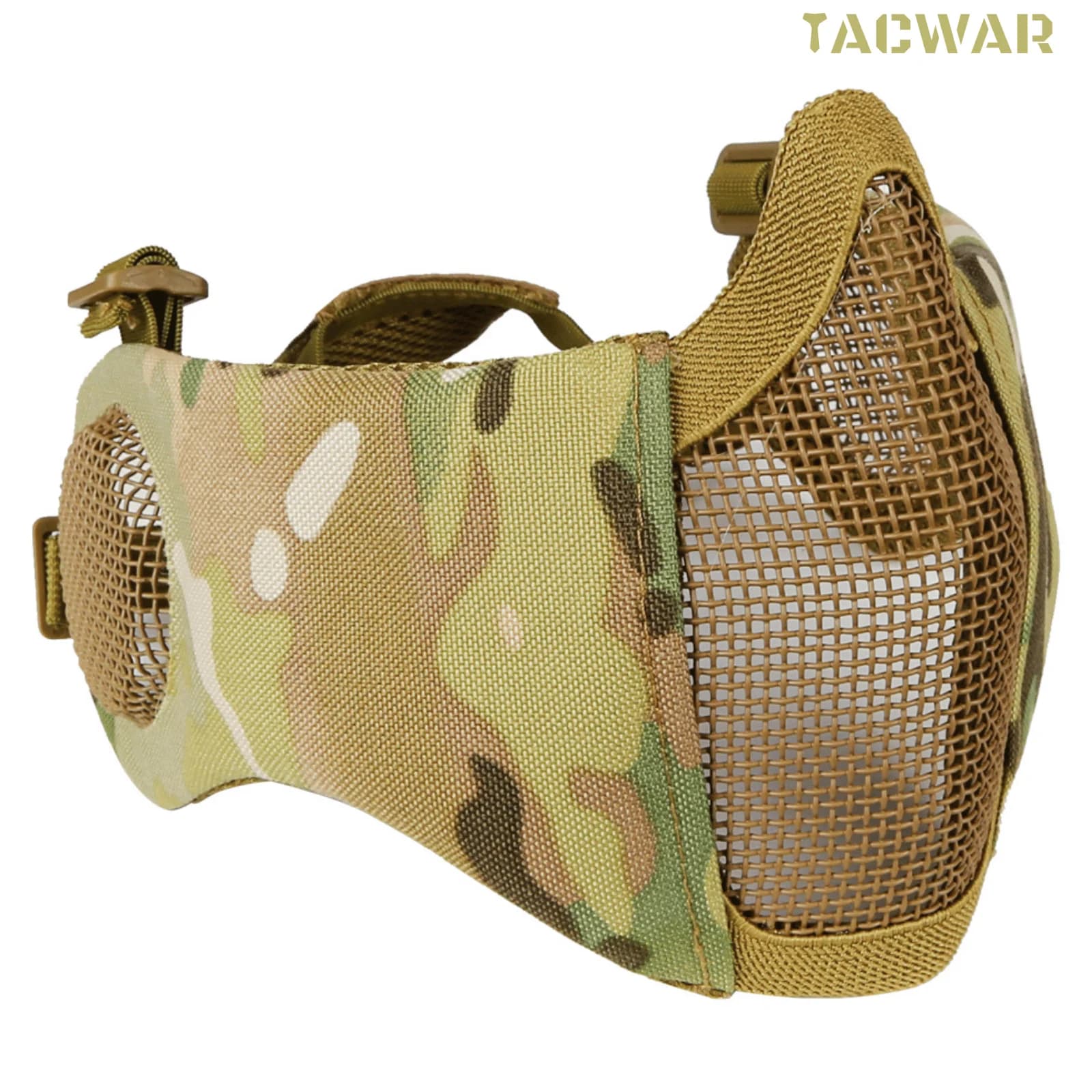 Airsoft Mesh Mask With Low-carbon Steel Net, Foldable Half Face Ear Protect Mask for Hunting Shooting CS Cosplay