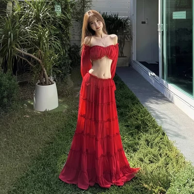 Costume da bagno da donna per vacanze al mare, stile francese, sensuale, monospalla con bordo a foglia di loto, bikini due pezzi, per sorgenti termali
