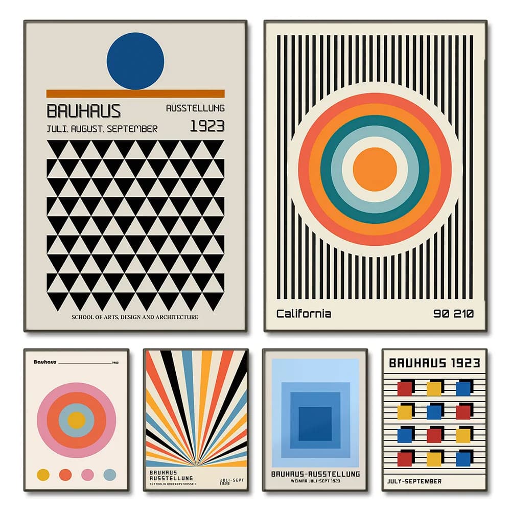 Bauhaus Sun Rainbow Geometry Abstract Posters Prints Wall Art Canvas Painting Hotel Bar Pictures For Living Room Home Decor G