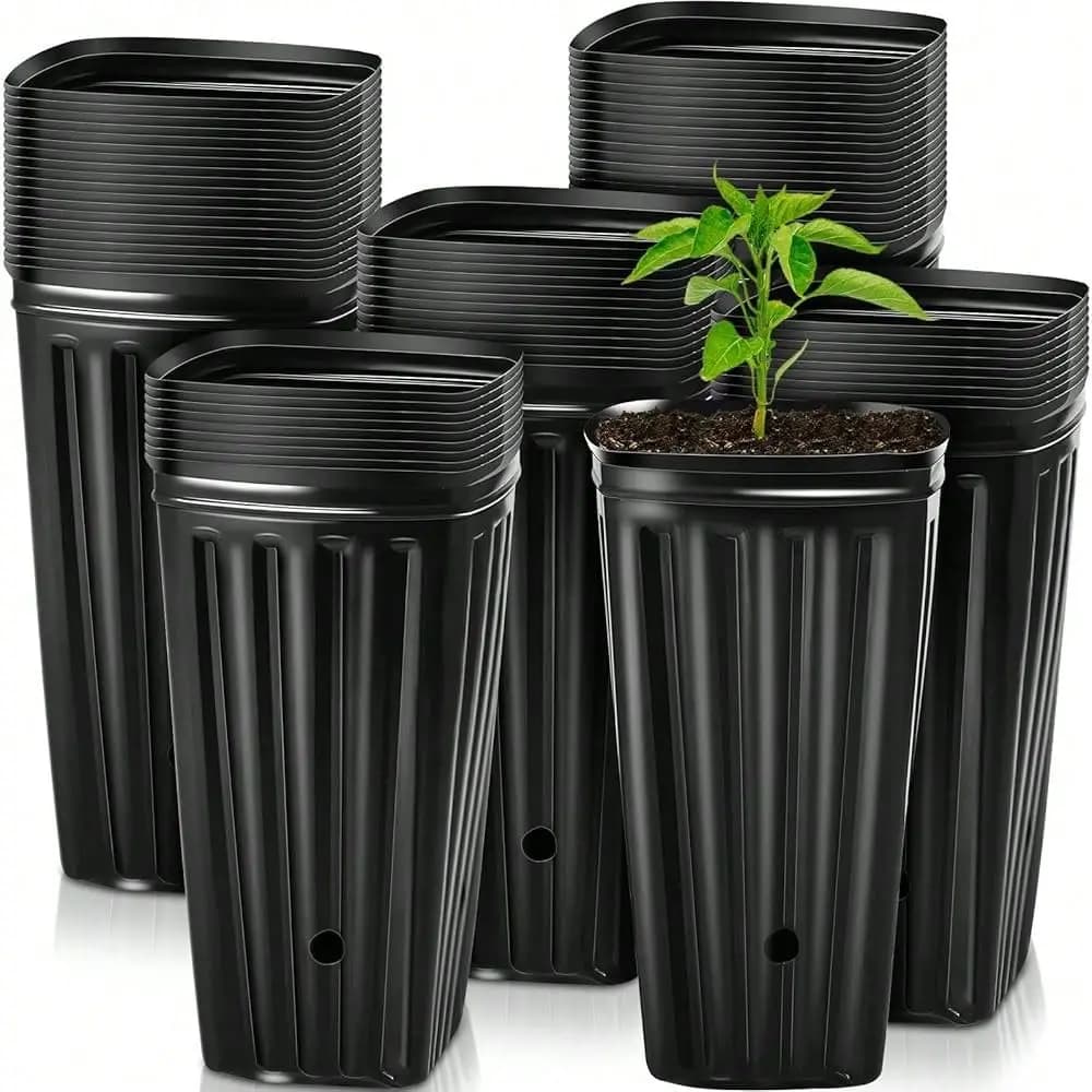 50 Pezzi Vasi in Plastica da 7,8 Pollici, Vasi Alti per Alberi, Vasi per Piantine, Contenitori per Fiori e Piante da Interno ed Esterno