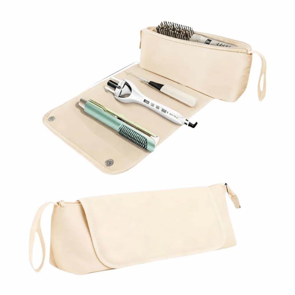 Foldable Hair Dryer Storage Bag Large Capacity Heat Insulation Pad Curling Iron Carrying Case Lightweight Soft